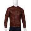 Mens Brown Stylish Cafe Racer Jacket