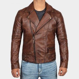 Men Brown Biker Leather Jacket | Brown Motorcycle Leather Jacket