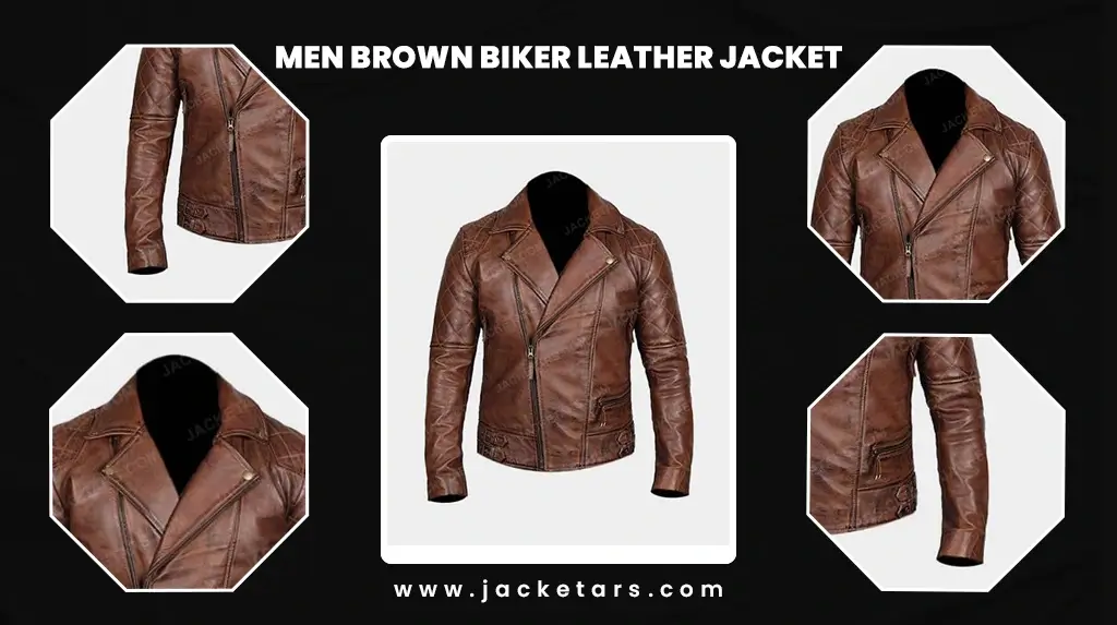 Men Brown Biker Leather Jacket