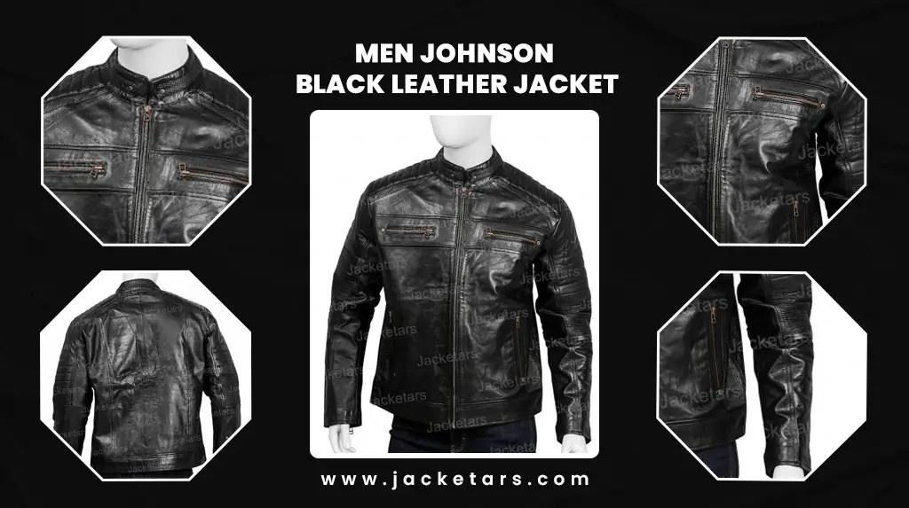 Men Johnson Black Leather Jacket