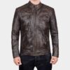 Mens Claude Biker Brown Cafe Racer Jacket