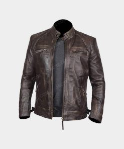 Mens Claude Biker Brown Jacket