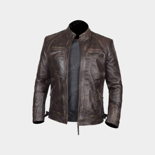 Mens Claude Biker Brown Jacket