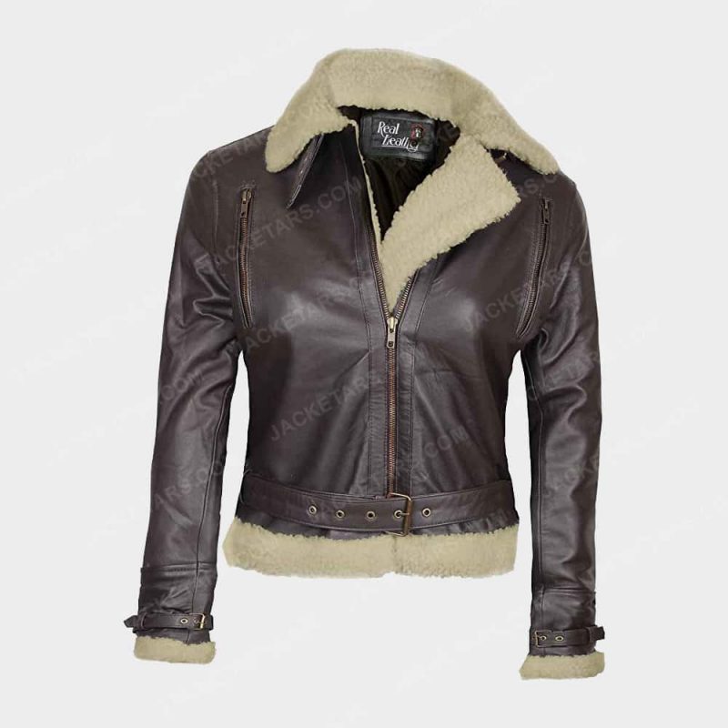 Women Blingsoul Asymmetrical Leather Jacket | Women Fur Brown Jacket