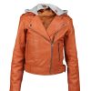 Womens Orange Olivia Leather Jacket