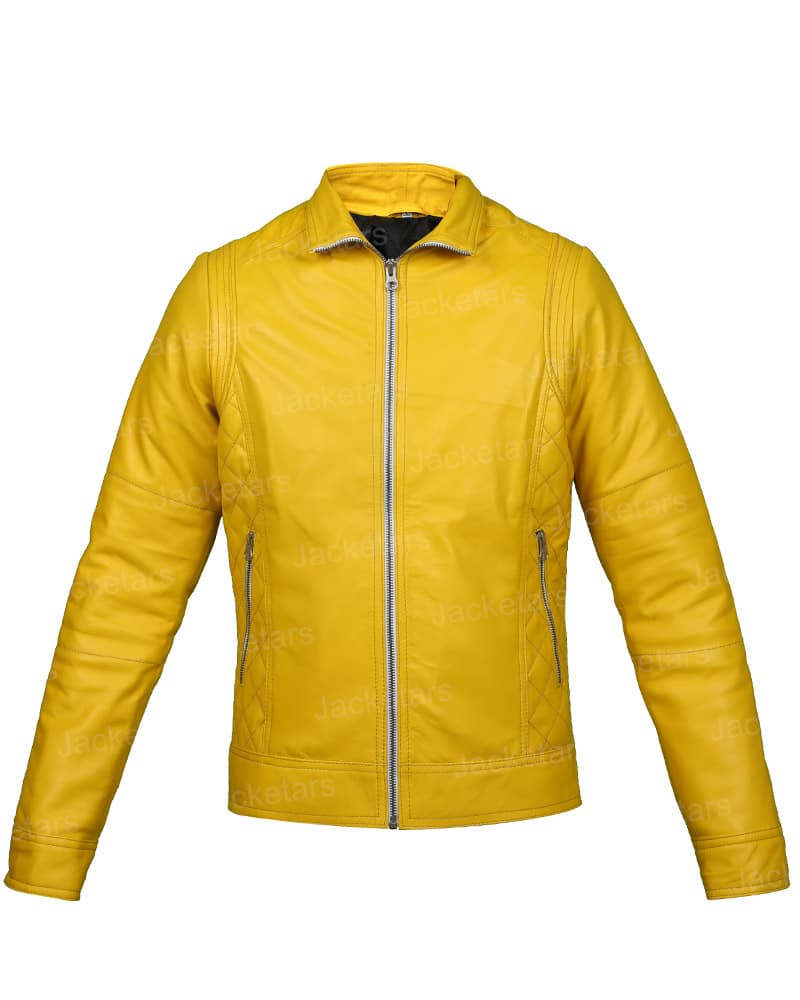 leather jacket yellow and