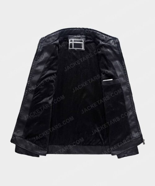 Men Motorcycle Biker Black Leather Jacket