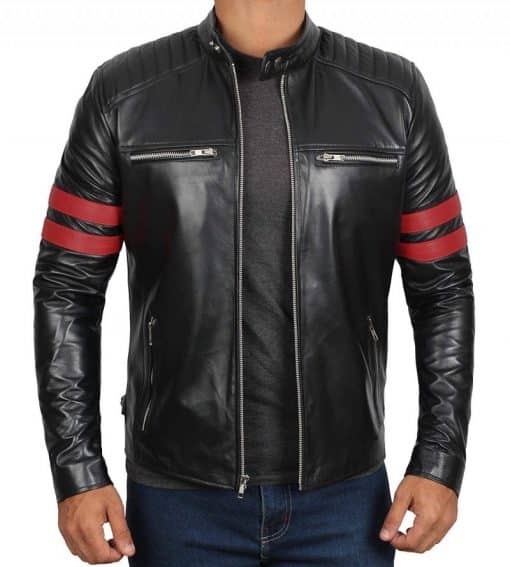 Men Retro Black Leather Jacket | Mens Retro Cafe Racer Leather Jacket