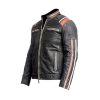 Mens Cafe Racer Motorcycle Black Leather Jacket