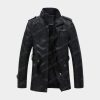 Men's High Neck Black Leather Jacket