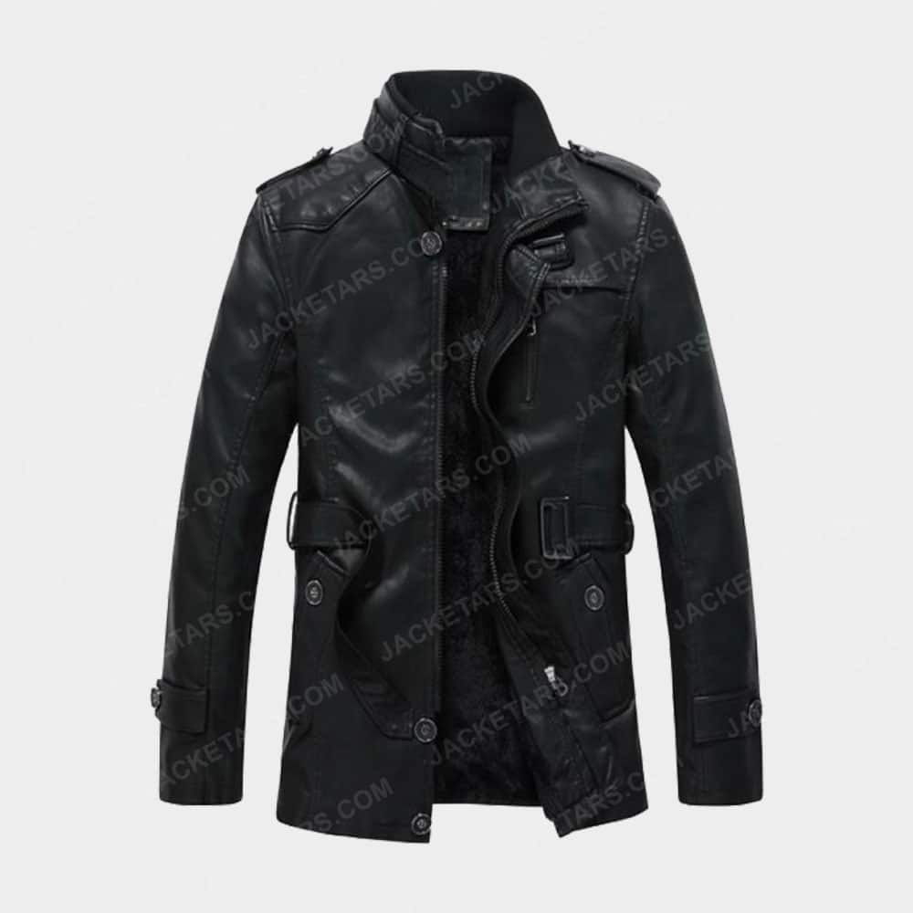 Men’s High Neck Leather Jacket