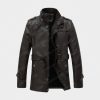 Men's High Neck Chocolate Brown Leather Jacket