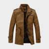 Men's High Neck Brown Leather Jacket
