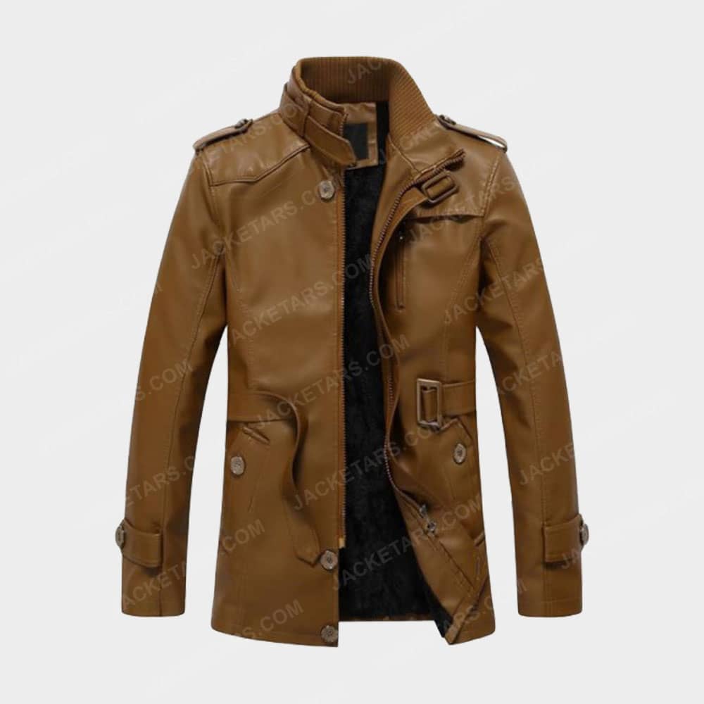 Men Camel Color Lambskin Leather Bomber Jacket