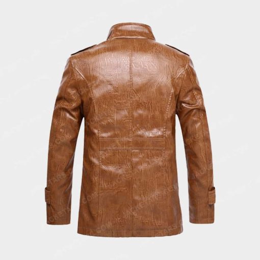 Mens Classic Motorcycle Biker Brown Leather Jacket