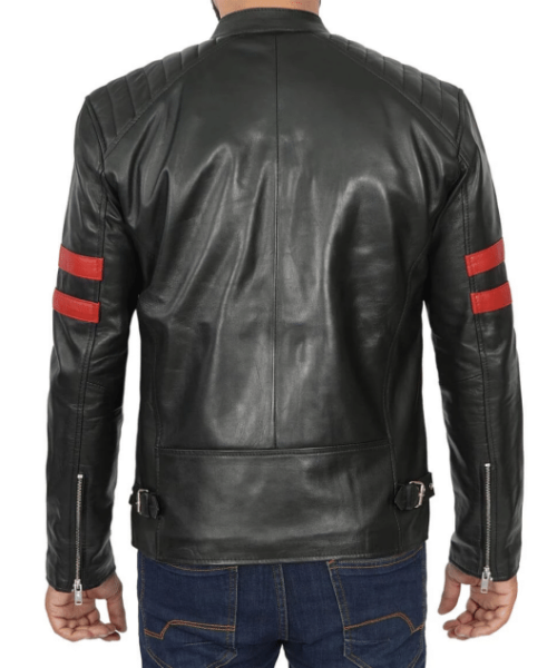 Mens Retro Cafe Racer Black Leather Jacket