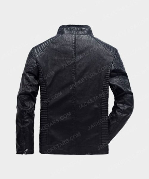 Men Motorcycle Biker Black Leather Jacket