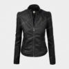 Womens Biker Black Leather Jacket