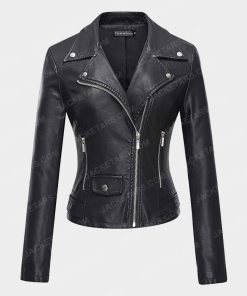 Womens Biker Black Leather Jacket