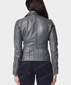 grey leather jacket womens