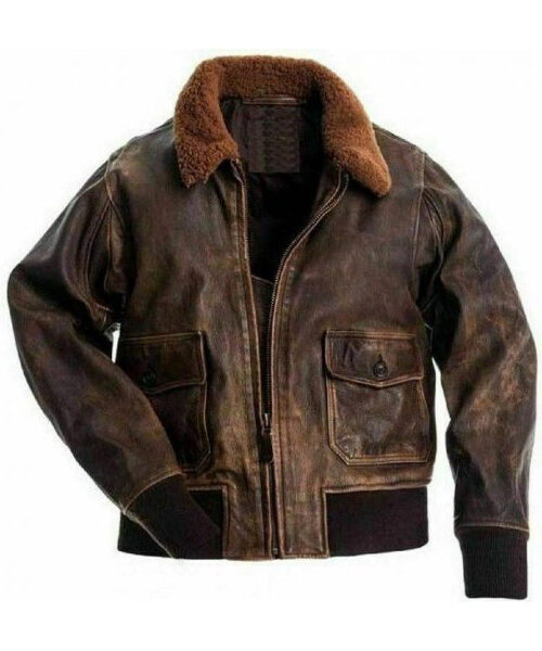 Men Distressed Flight Leather Jacket