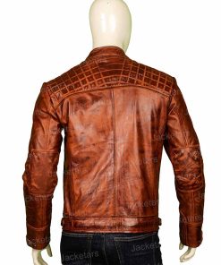 Men Shoulder Design Leather Jacket