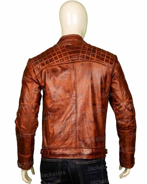 Men Shoulder Design Leather Jacket