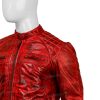 Mens Distressed Shoulder Design Leather Red Jacket.jpg