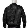 Mens Real Sheepskin Black Leather Bomber Jacket