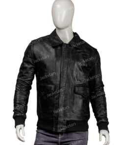 Mens Real Sheepskin Leather Bomber Jacket