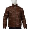 Mens Shoulder Design Dark Brown Leather Jacket