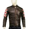 The United Kingdom Flag Cafe Racer Leather Jacket