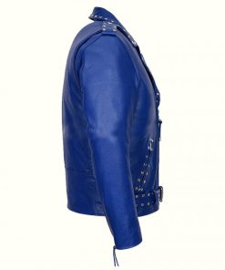 Blue Studded Biker Jacket