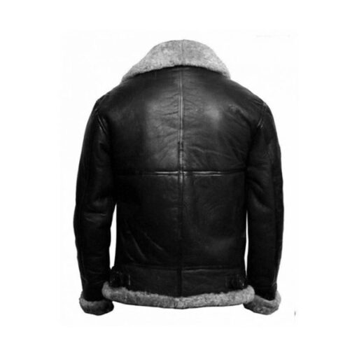 Mens FUR Aviator Flying Pilot Black Bomber Jacket