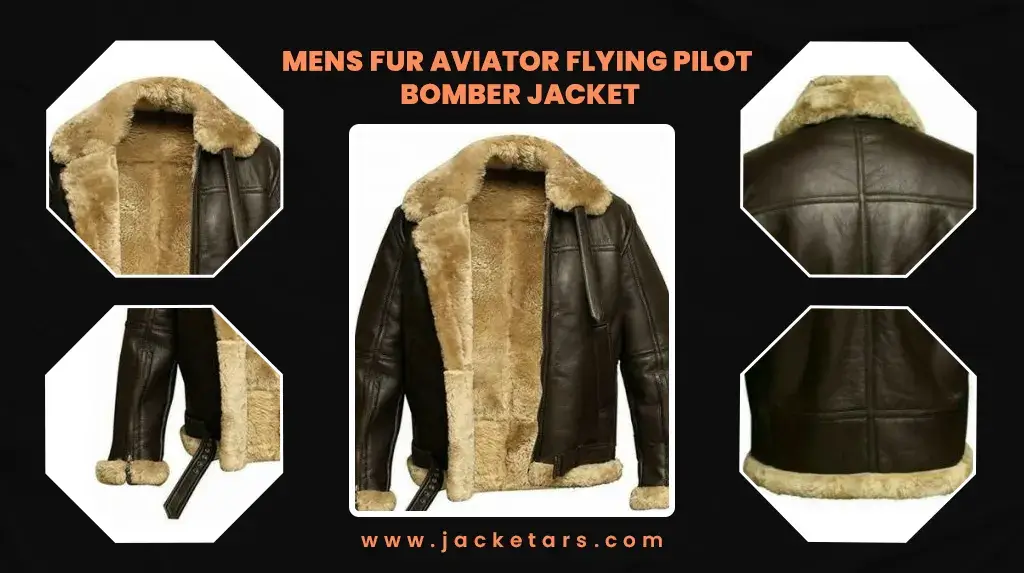 Mens FUR Aviator Flying Pilot Bomber Jacket