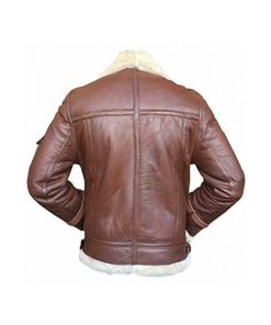 Mens RAF B3 Aviator Shearling Bomber Brown Leather Jacket