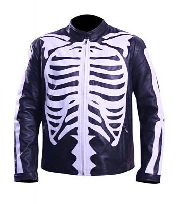 Halloween Skeleton Leather Black Jacket
