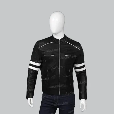 Mens Cafe Racer Retro Leather Jacket