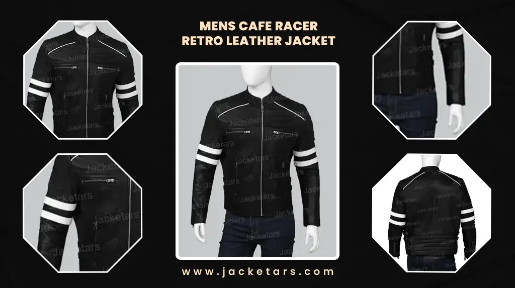 Mens Cafe Racer Retro Leather Jacket