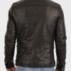 Mens Four Pocket Café Racer Black Leather Jacket