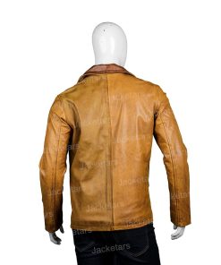 Mens Tan Brown Leather Blazer Coat.jpg