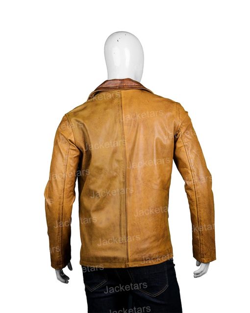 Mens Tan Brown Leather Blazer Coat.jpg