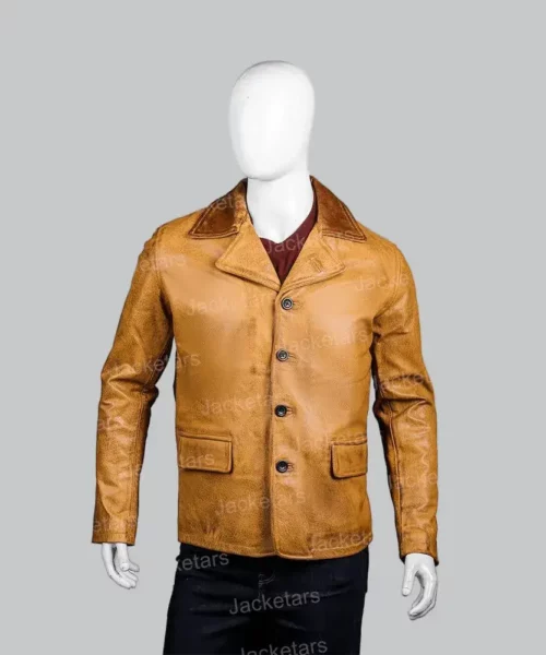 Mens Tan Brown Leather Coat