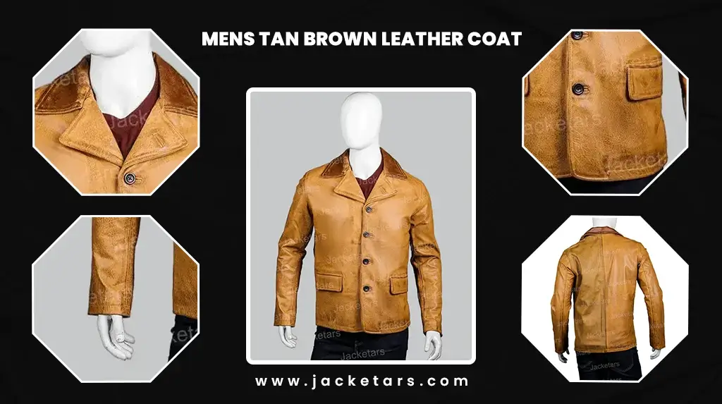 Mens Tan Brown Leather Coat