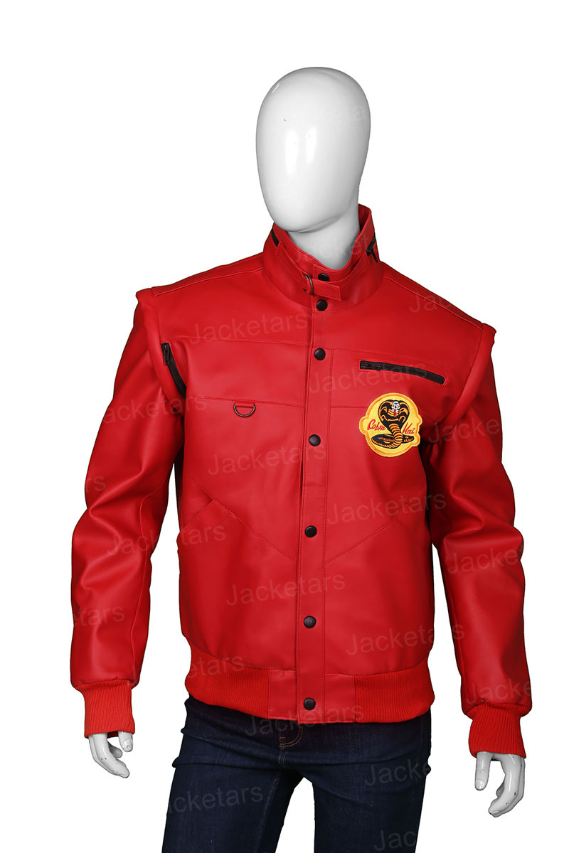Cobra Kai Red Leather Jacket Men The Karate Kid Leather Jacket Men Johnny Lawrence Motorcycle Red Jacket