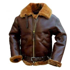Mens RAF Shearling Aviator Brown Jacket | Fur Jackets | Winter Jackets
