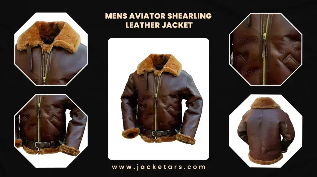 Mens Aviator Shearling Leather Jacket