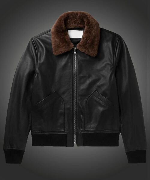 Mens Black Shearling Bomber Jacket.jpg