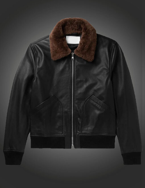 Mens Black Shearling Bomber Jacket.jpg