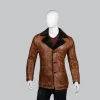 Mens Distressed Brown Fur Leather Coat